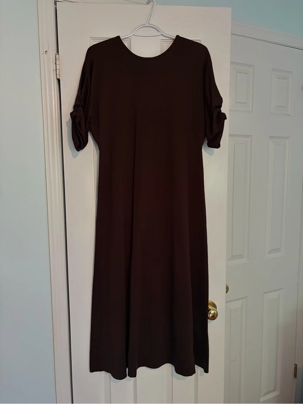 NWT - COS Brown Maxi Dress with Synched Short Sleeves - Size Medium - Picture 3 of 16